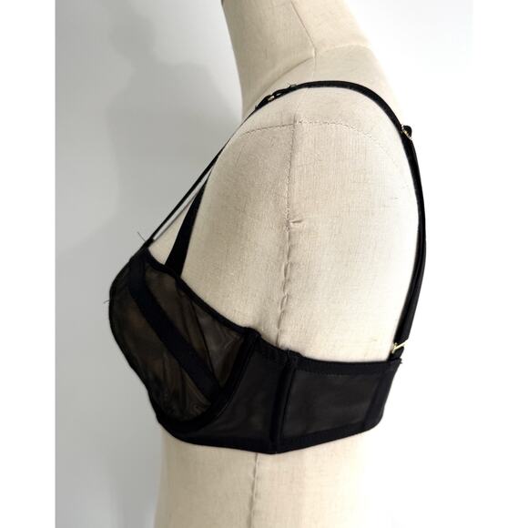Victorias Secret Very Sexy Unlined Bra 34DD Black Sheer Lingerie Balconette - Picture 3 of 7